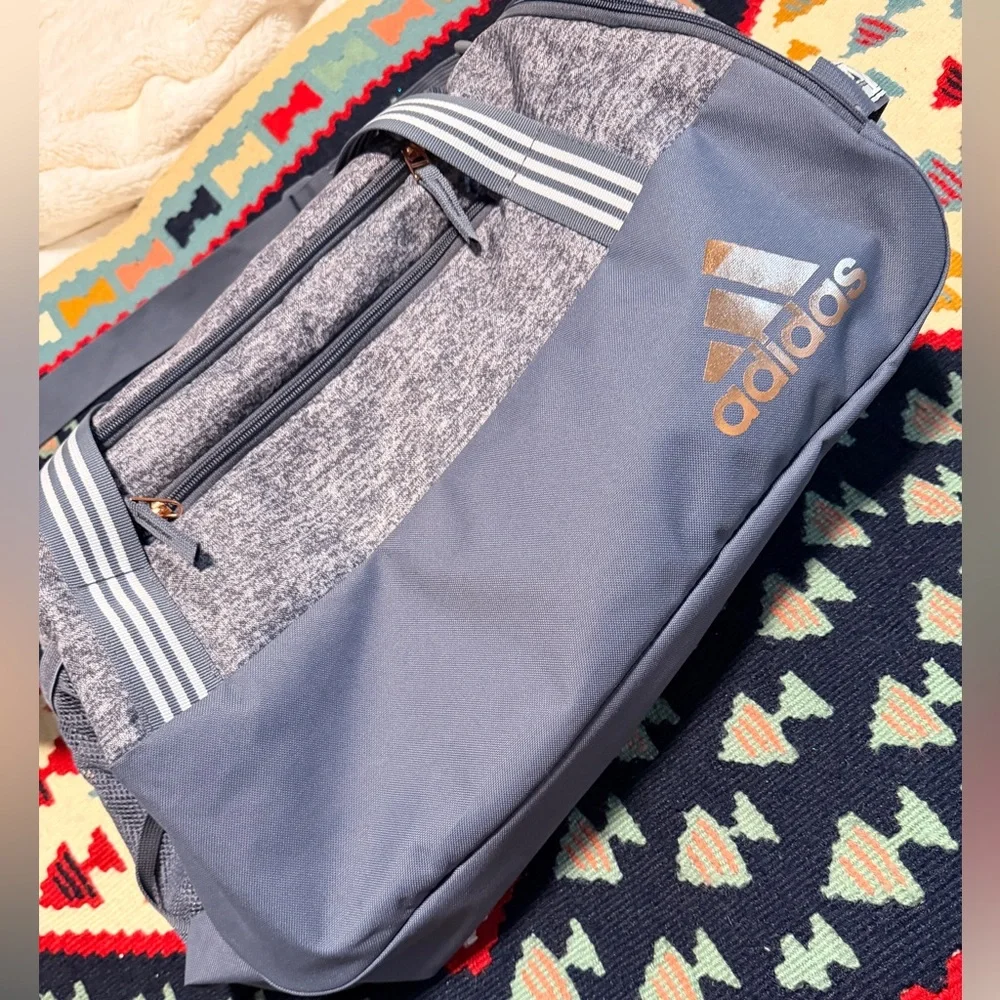 Adidas Squad 5 Duffel Bag in the Jersey Onix Grey color with rose gold logo - Picture 2 of 11
